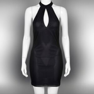 Motel Black halter mini dress